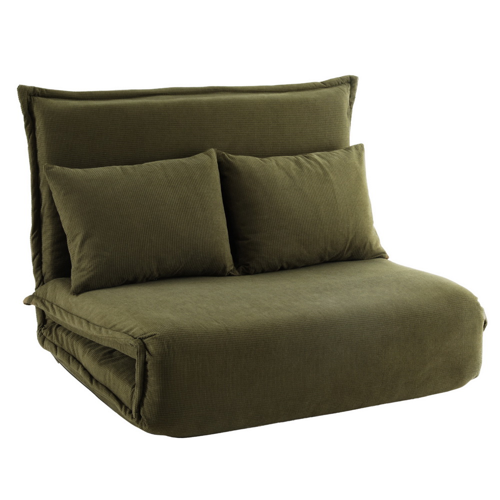 FLOOR-SBL-04VEL-2S-GN-202507101412-00 Artiss Floor Lounge Sofa Bed Foldable 2 Seater Green - Image 1