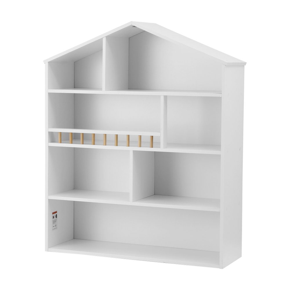 FURNI-G-BOOK-HOUSE-WH-202508291804-00 Keezi 4 Tiers Kids Bookshelf Wooden Bookcase Display Storage Organiser Cabinet White - Image 1
