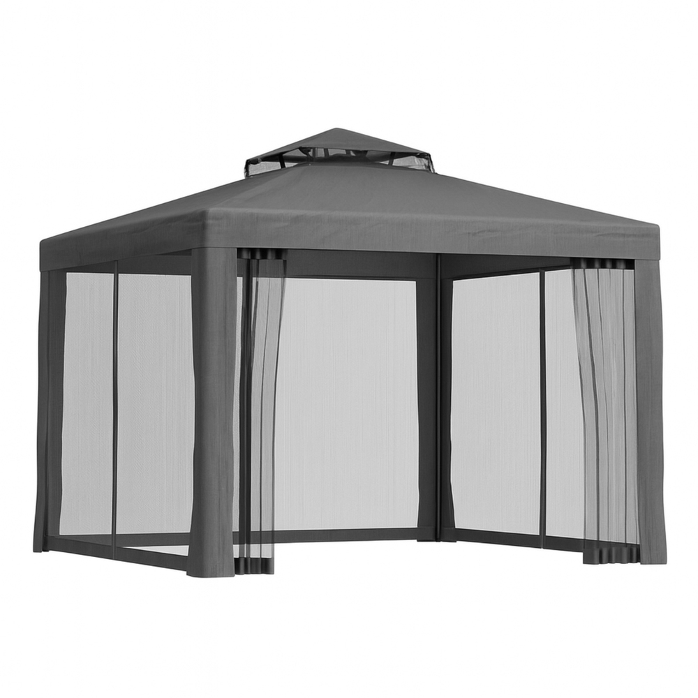 GAZEBO-IR-WED-3X3-GY-202508051638-00 Instahut Gazebo Marquee 3m Outdoor Event Tent Camping Party Mesh Wall Canopy Grey - Image 1