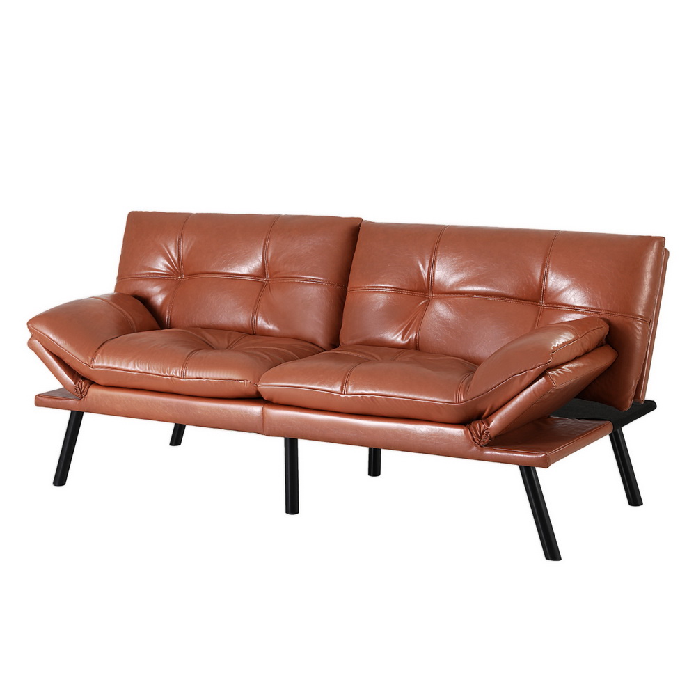 SBED-J-01-LEA-BR-AB-202506191531-00 Artiss Sofa Bed Convertible 3 Seater Couch Recliner Lounge Chair Leather Brown - Image 1