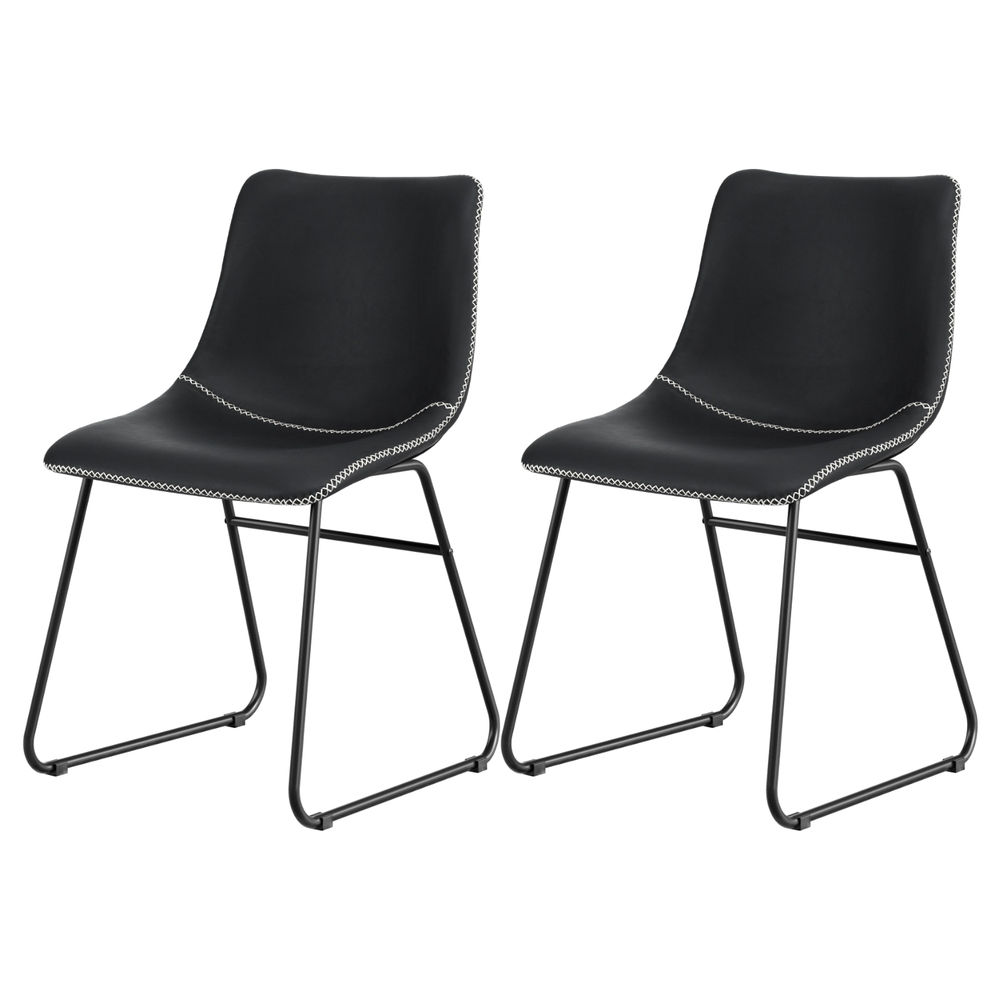 UPHO-C-DIN-2503-BKX2-202508201444-00 Artiss 2x Dining Chairs Retro PU Leather Kitchen Lounge Cafe Accent Chair Black - Image 1