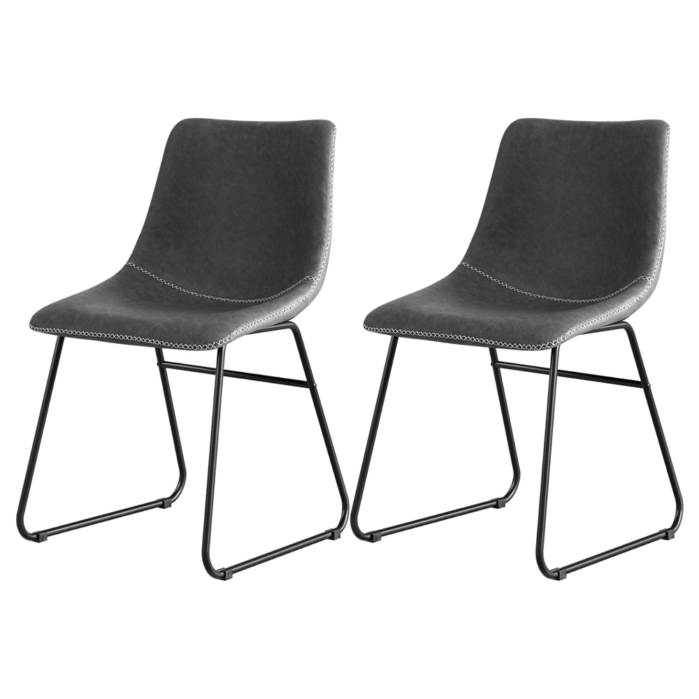 UPHO-C-DIN-2503-GYX2-202508201444-00 Artiss 2x Dining Chairs Retro PU Leather Kitchen Lounge Cafe Accent Chair Grey - Image 1