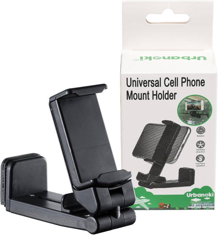 V1003-URN-APH-SBS006-BLK-202507211325-00 Urbanoki Airplane Phone Holder Mount 360° Rotation Stand for Travel Desk - Black - Image 1