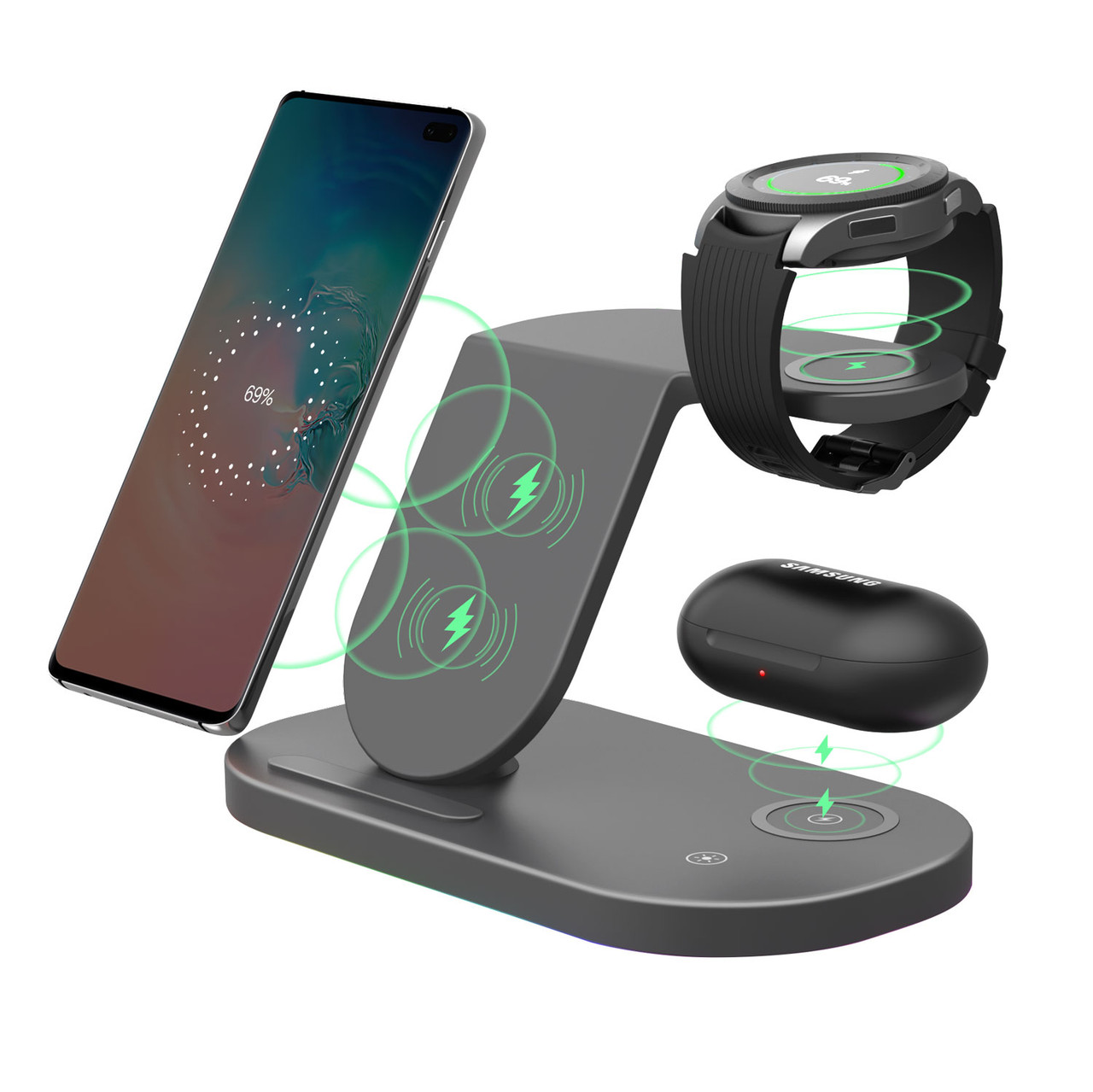 V1031-PW-3IN1SS-071-202507021041-00 Laser 3 in 1 Wireless Charging Station Black - Image 1