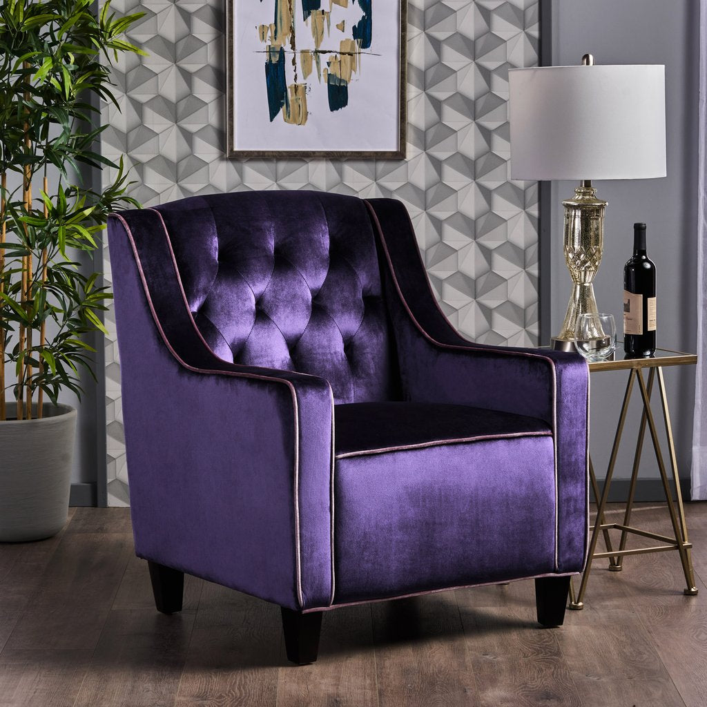 V1041-JSF-5034PLUM-202507151111-00 Lara Two Tone Tufted Plum New Velvet Club Armchair - Image 1