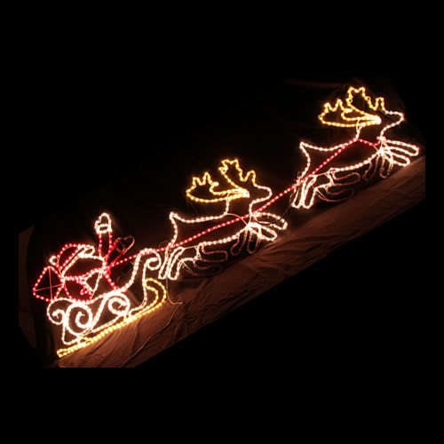 V1060-28004-202508141945-00 Samland Led Santa on Sleigh Reindeer Rope Light - Image 1