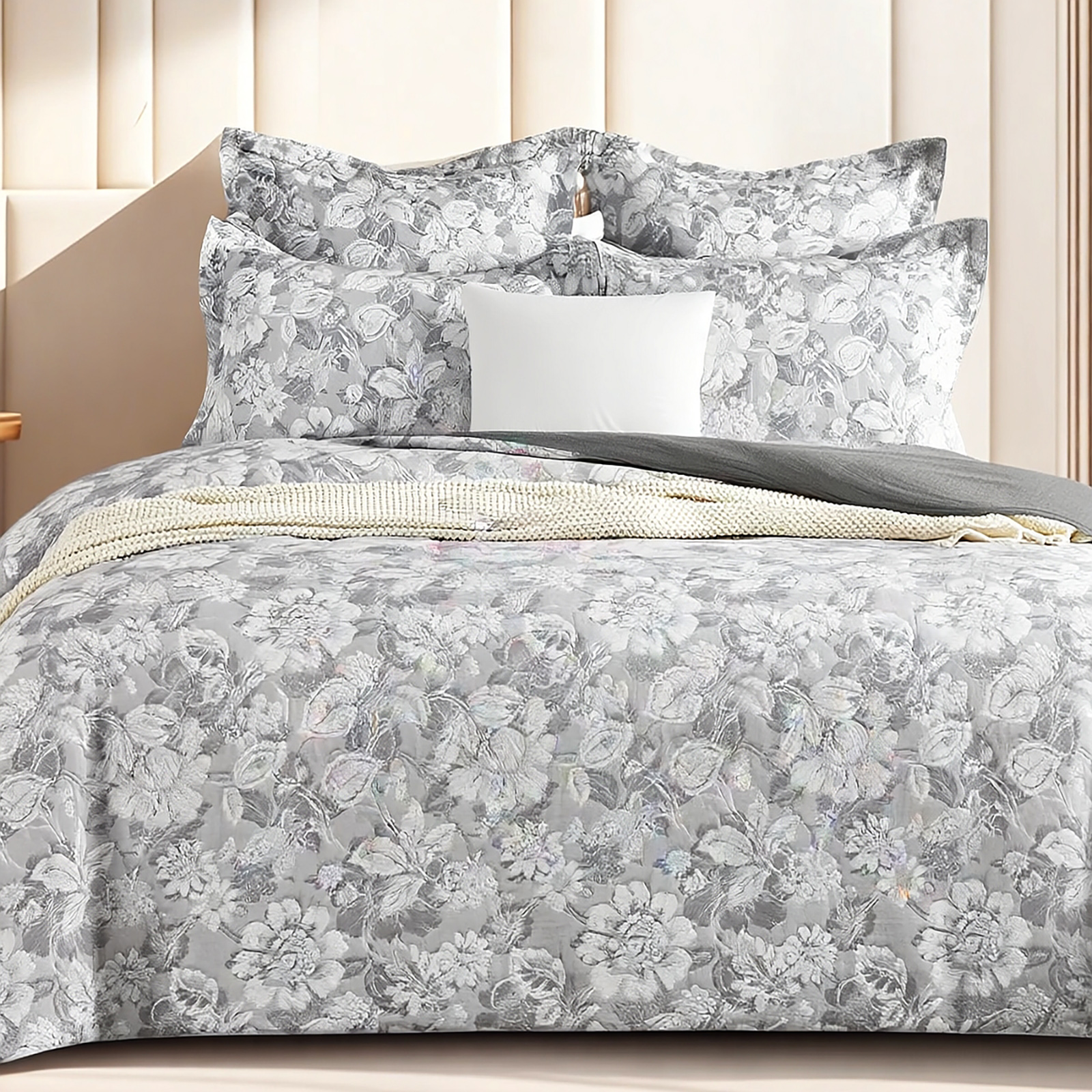 V107-SH331345-202507250955-00 Sigma Charcoal Jacquard King Quilt Cover Set by Renee Taylor - Image 1
