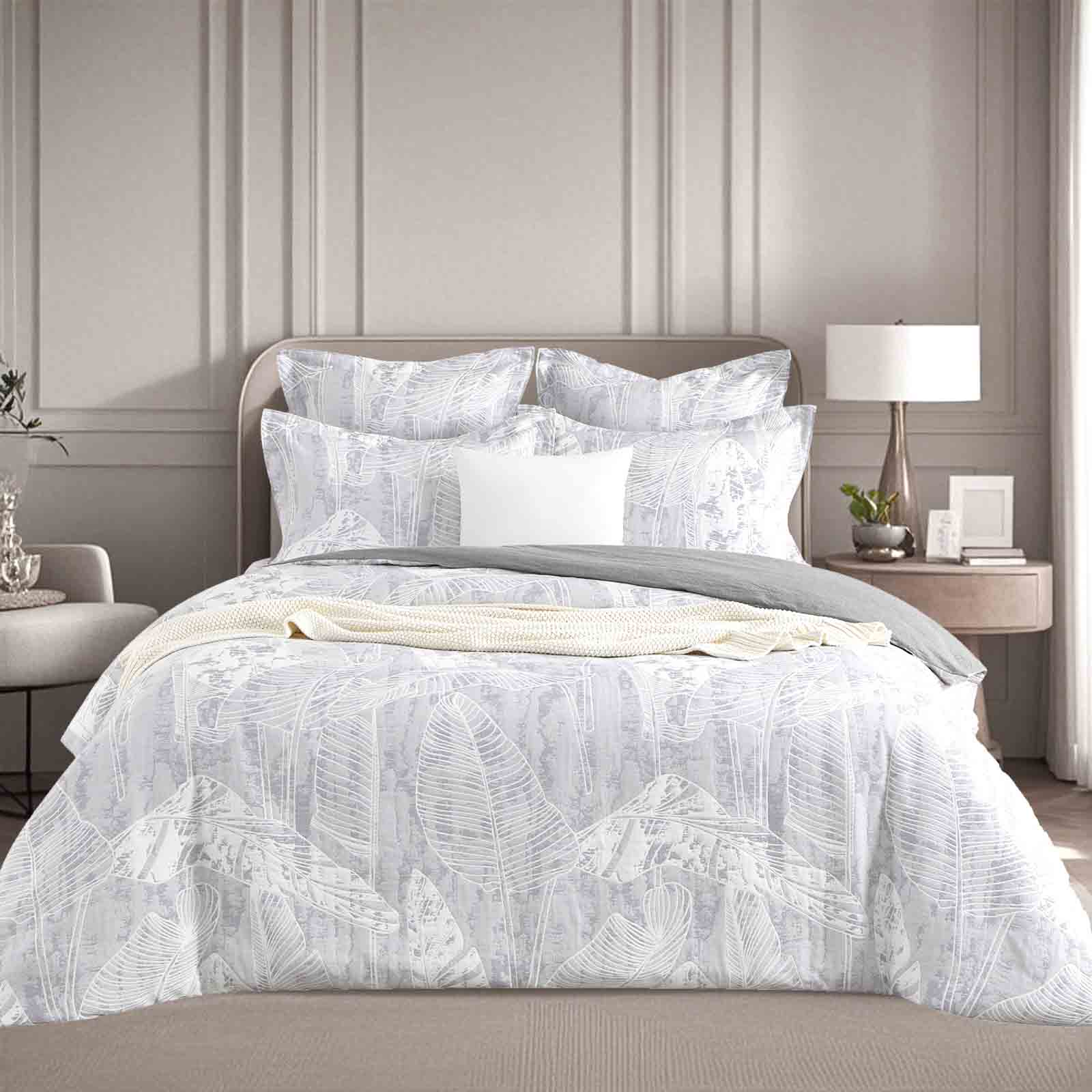 V107-SH331360-202507250955-00 Grove Charcoal Jacquard Double Quilt Cover Set by Renee Taylor - Image 1