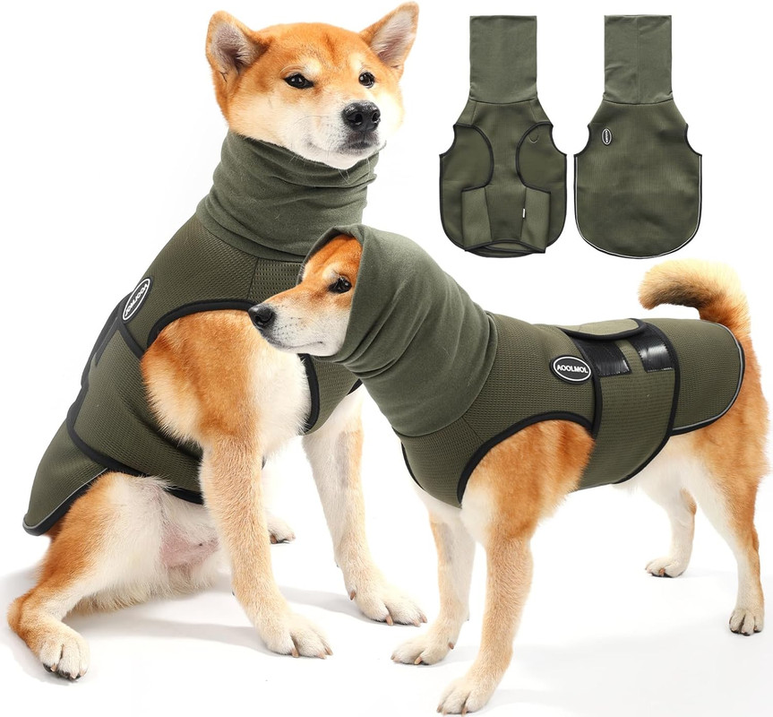 V1079-DOGJACKET001SG-202508251815-00 Dog Anxiety Vest and Coat, Vet Visits and Separation - Keep Pet Calm, Dog Jacket for Thunder, Fireworks, Anti Anxiety Vest for Dogs and Cat Body and Ear, Green, S - Image 1