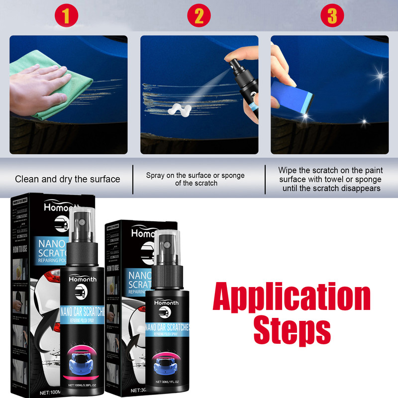 V1091-HHXF006-100ML-202508221936-00 Homonth Scratch Repair Spray, Automotive Scratch Reconditioning Cleaning Repair Maintenance Brightening Care Paint Spray - Image 1