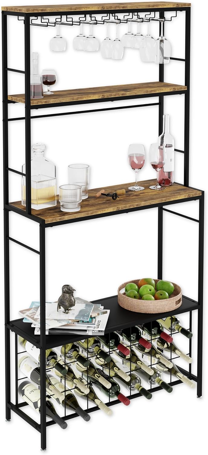 V178-36135-202507301404-00 CARLA HOME Large Wine Rack for 20 Bottles with Wood Countertop and Sturdy Metal Frame - Image 1