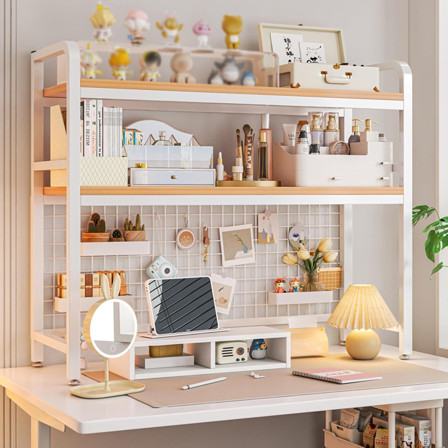 V178-36220-202507301345-00 CARLA HOME 2-Tier Metal Desktop Hutch Bookshelf with Grid Panel for Computer Desk and Office Countertop - Image 1