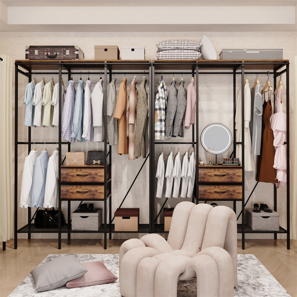V178-66999-202508050952-00 XXL Heavy Duty Wardrobe Closet w/ Shelf, Drawer & Rack - Image 1