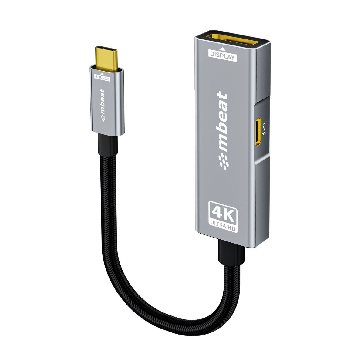 V186-MB-XAD-PCDP-202506190752-00 mbeat Tough Link USB-C to DP Adapter with 100W PD - Space Grey - Image 1