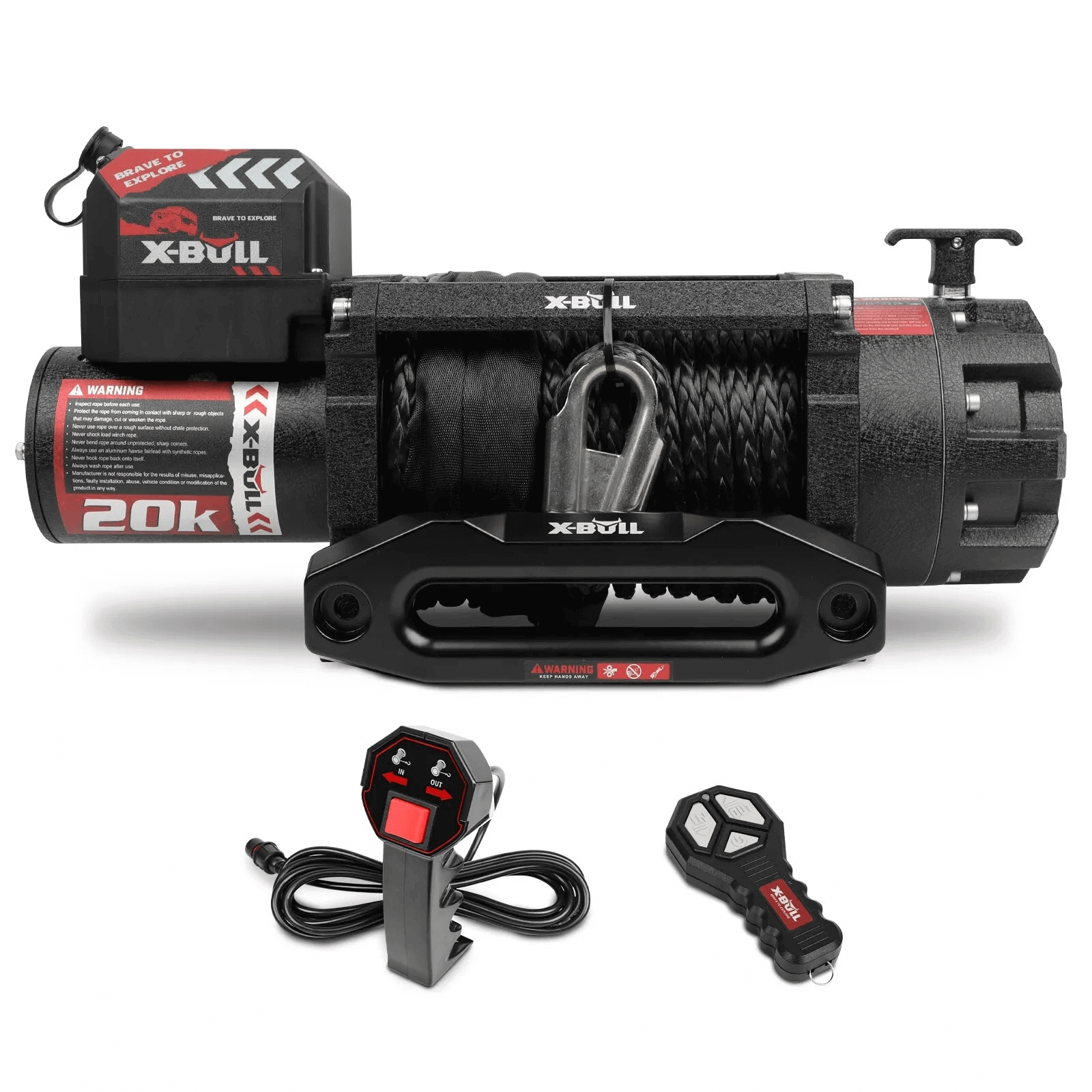 V211-AUEB-AXBL001-202509231335-00 X-BULL 12V Electric Winch 20000LBS Synthetic Rope Truck Trailer Winch 4X4 4WD - Image 1