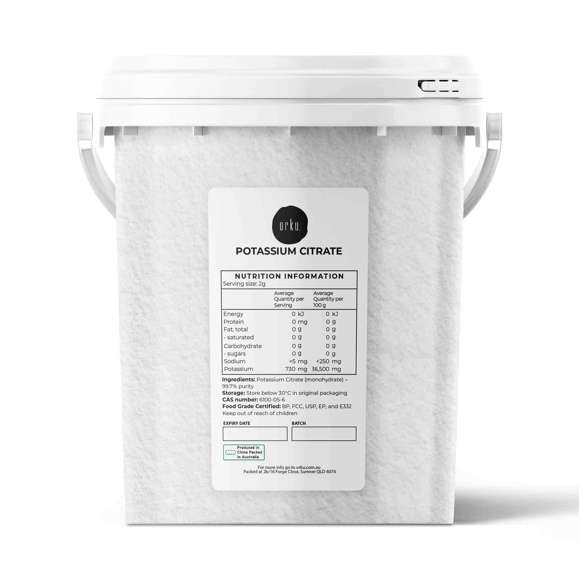 V238-SUPDZ-41200654909520-202509221437-00 Orku 1.3Kg Potassium Citrate Food Grade Tub - Granular BP USP FCC E332 Additive - Image 1