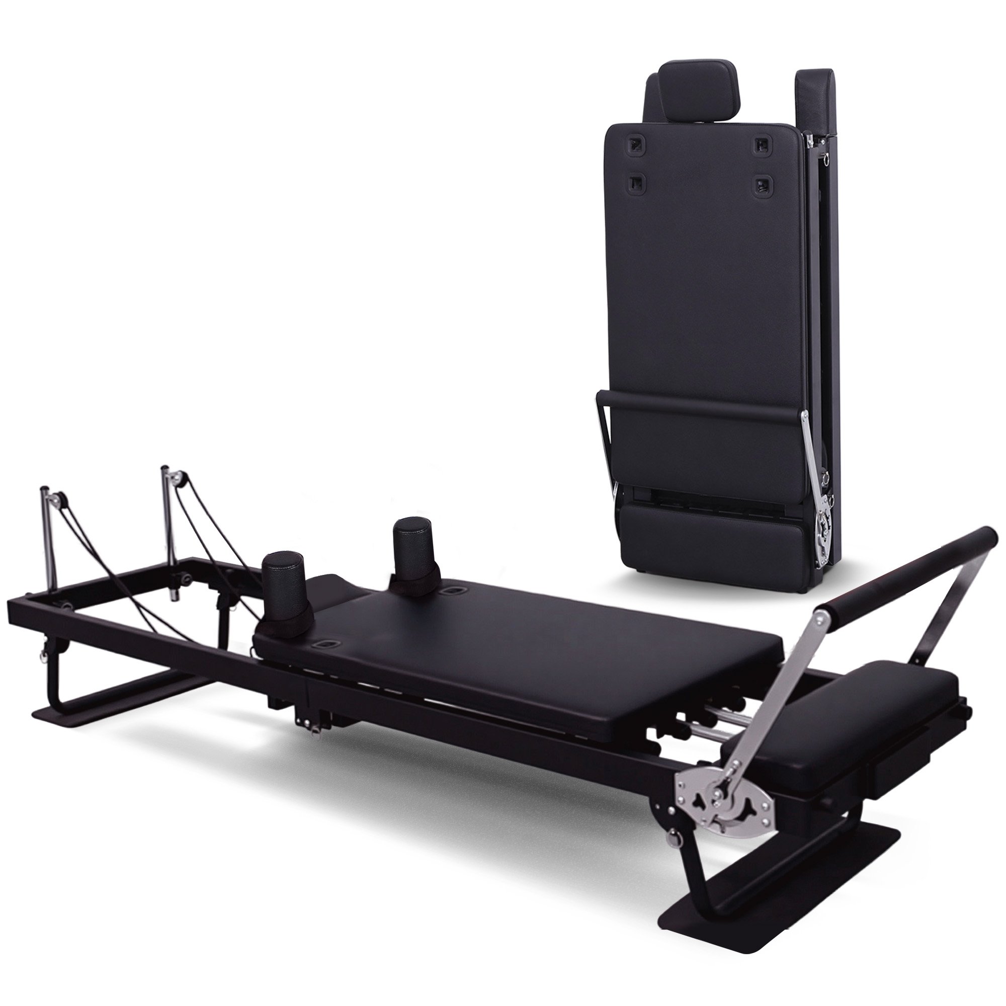 V240-PLT-CHY-S03-BK-202509090836-00 Powertrain Aria Steel Foldable Pilates Board Reformer Multifunctional Core Exercise Set Ab Trainer With Platform Extender Sitting Box Jumpboard And Footbar For Indoor Outdoor Full Body Fitness Home - Image 1