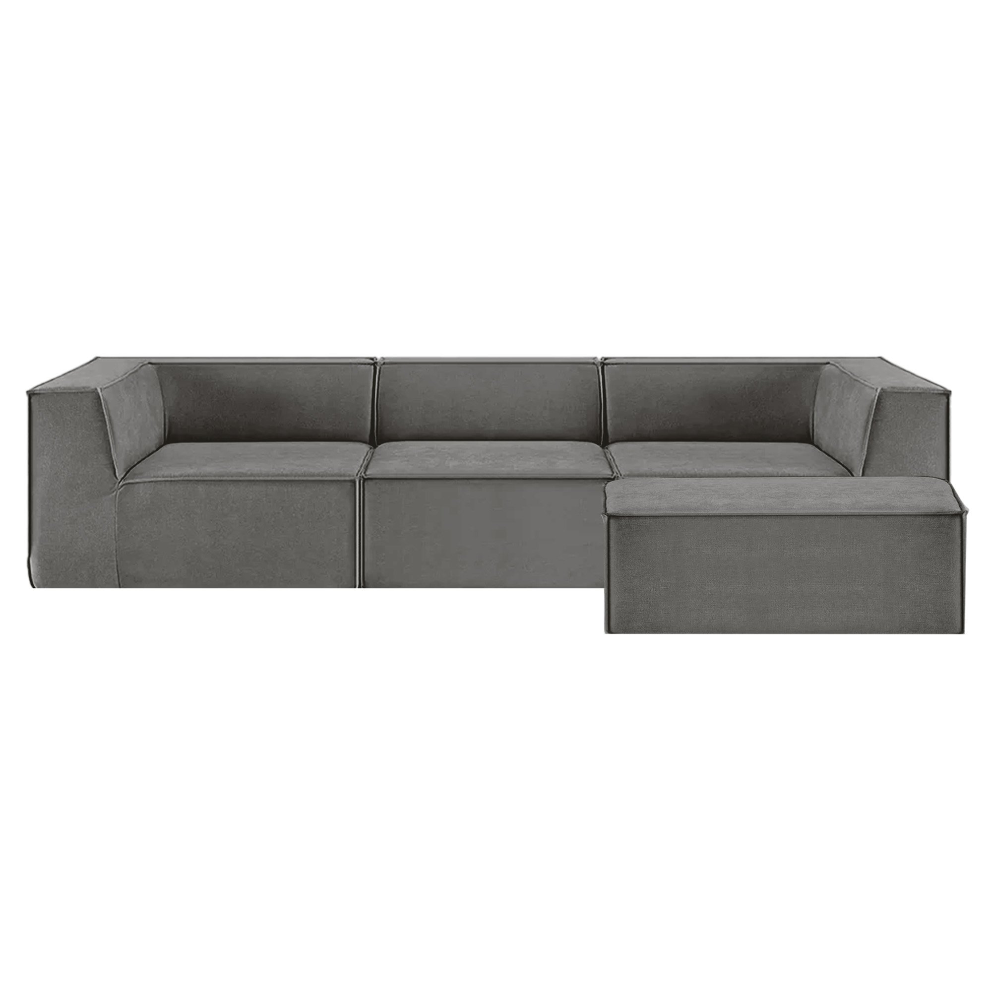 V240-SOFA-MLM-232-GY-202506301551-00 Sarantino Novi 3-Seater Modular Sofa with Ottoman in Grey Non-Slip Bottom Lounge - Image 1