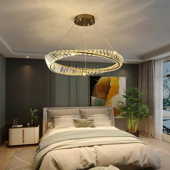 V255-BAM-C33421-60-202509221025-00 BAMDECOR C3342/1 Modern Crystal Chandeliers Lighting Fixtures Contemporary Wave Chandelier Lighting Fixtures Crystal Pendant Ceiling Lights for Living Room (Gold) - Image 1