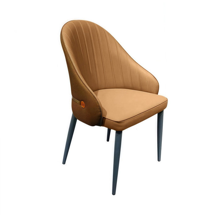 V255-VE-DICH-BROWN-201-202508191655-00 VELLUTO Dining Chairs Set Armchairs Mid Century Modern Kitchen Dining Room Chairs Faux Leather Accent Chairs Metal Vanity Lounge Chair with Back for Living Room Bedrooms Set of 2 (Brown) - Image 1