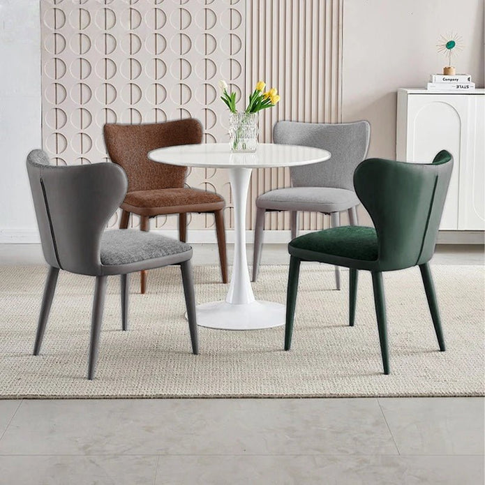 V255-VE-DICH-GREEN-908-202508191653-00 VELLUTO Modern Kitchen Dining Room Chairs Faux Leather Flannel Accent Chairs Metal Vanity Lounge Chair with Back for Living Room Set of 2 (Green) - Image 1