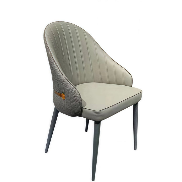 V255-VE-DICH-GREY-201-202508191652-00 VELLUTO Dining Chairs Set Armchairs Mid Century Modern Kitchen Dining Room Chairs Faux Leather Accent Chairs Metal Vanity Lounge Chair with Back for Living Room Bedrooms Set of 2 (Grey) - Image 1