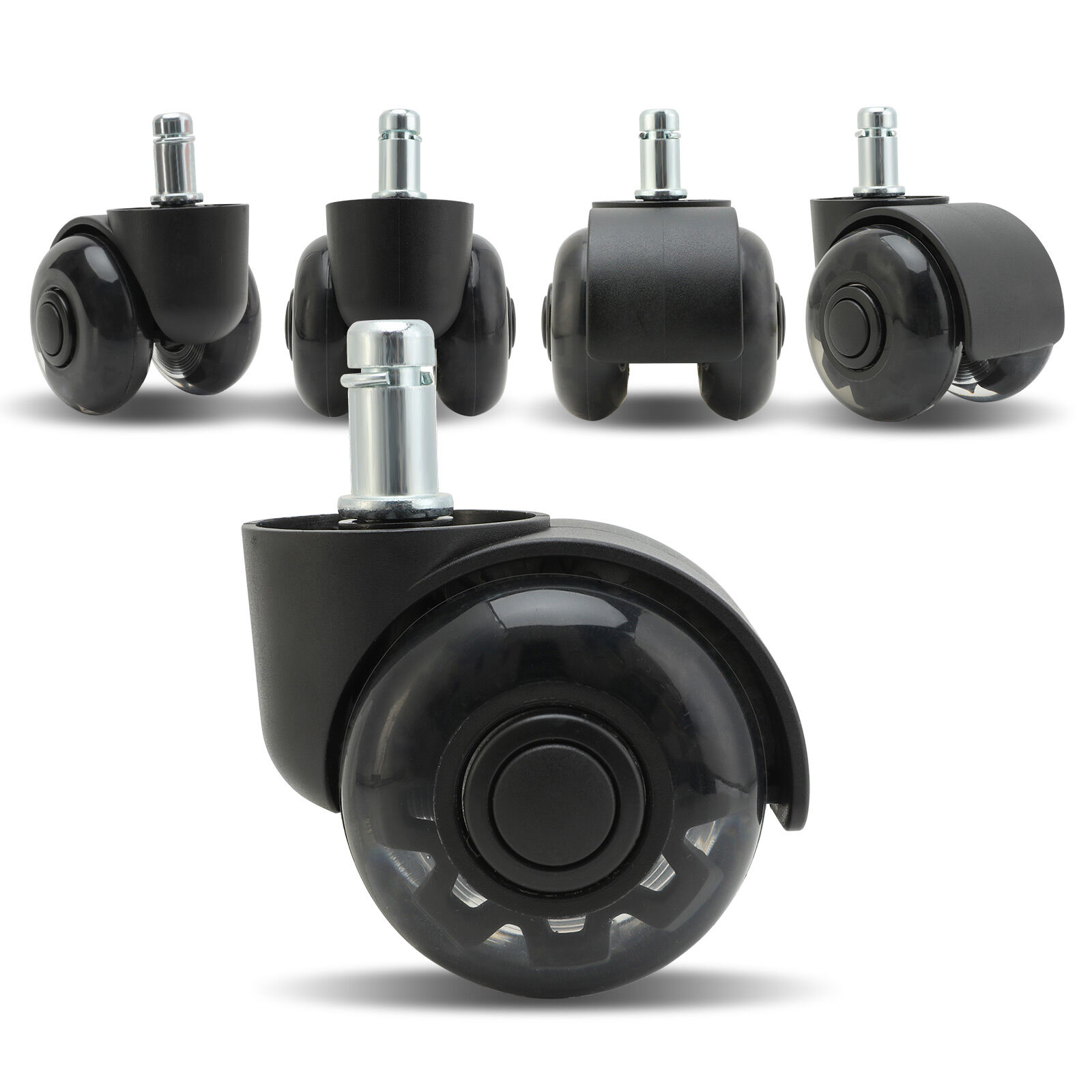 V274-FT-OCA-WH2-5PCS-202507250946-00 5X 2'' Twin Wheel Office Chair Casters - Slient Smooth, 11x22mm Stem - Image 1