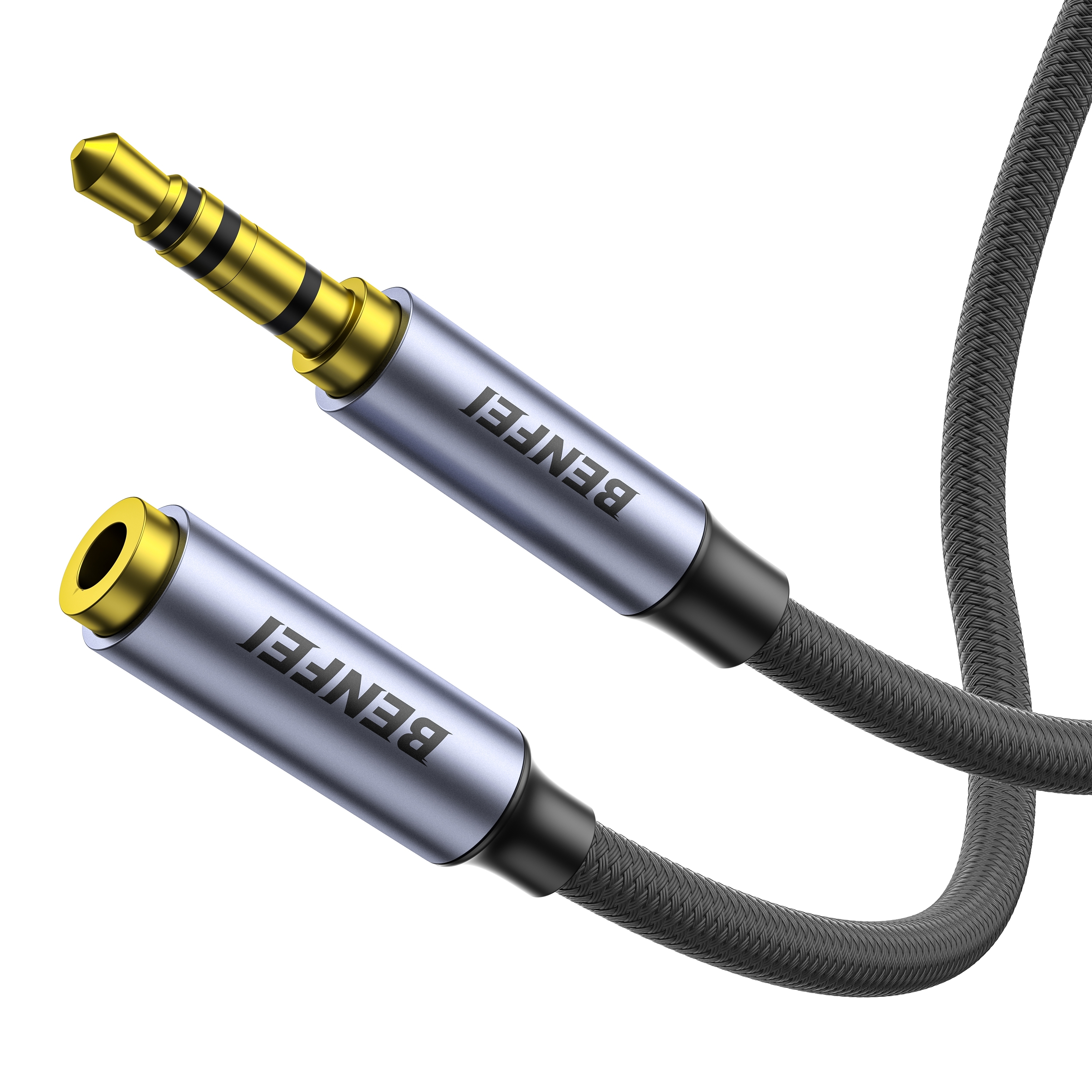 V28-ELEBEN421GY5M-202507301040-00 BENFEI 421GY 5M 3.5mm Male to Female AUX Extension Cable, TRRS 4-Pole Stereo Audio Jack Cord for Headphones, Microphone, Smartphones, PC, Laptop, Speakers - Image 1