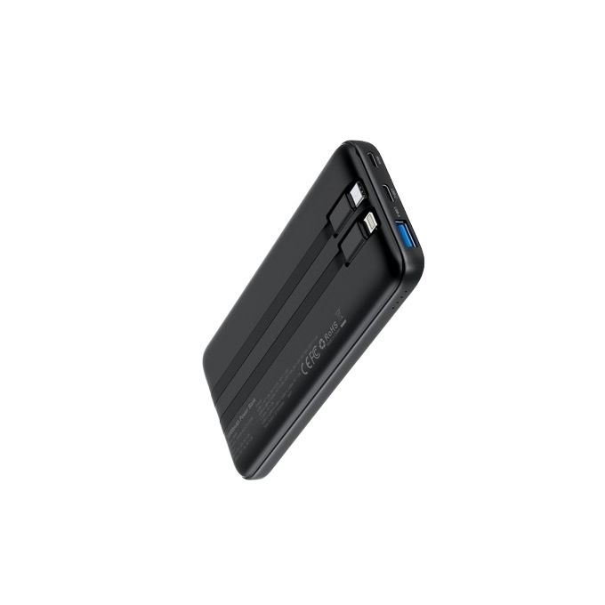 V28-ELECHOB654-202506190740-00 CHOETECH B654 10000mAh Pwer Bank 22.5W USB-A / USB-C / micro USB with built-in USB-C / Lightning cable - black - Image 1