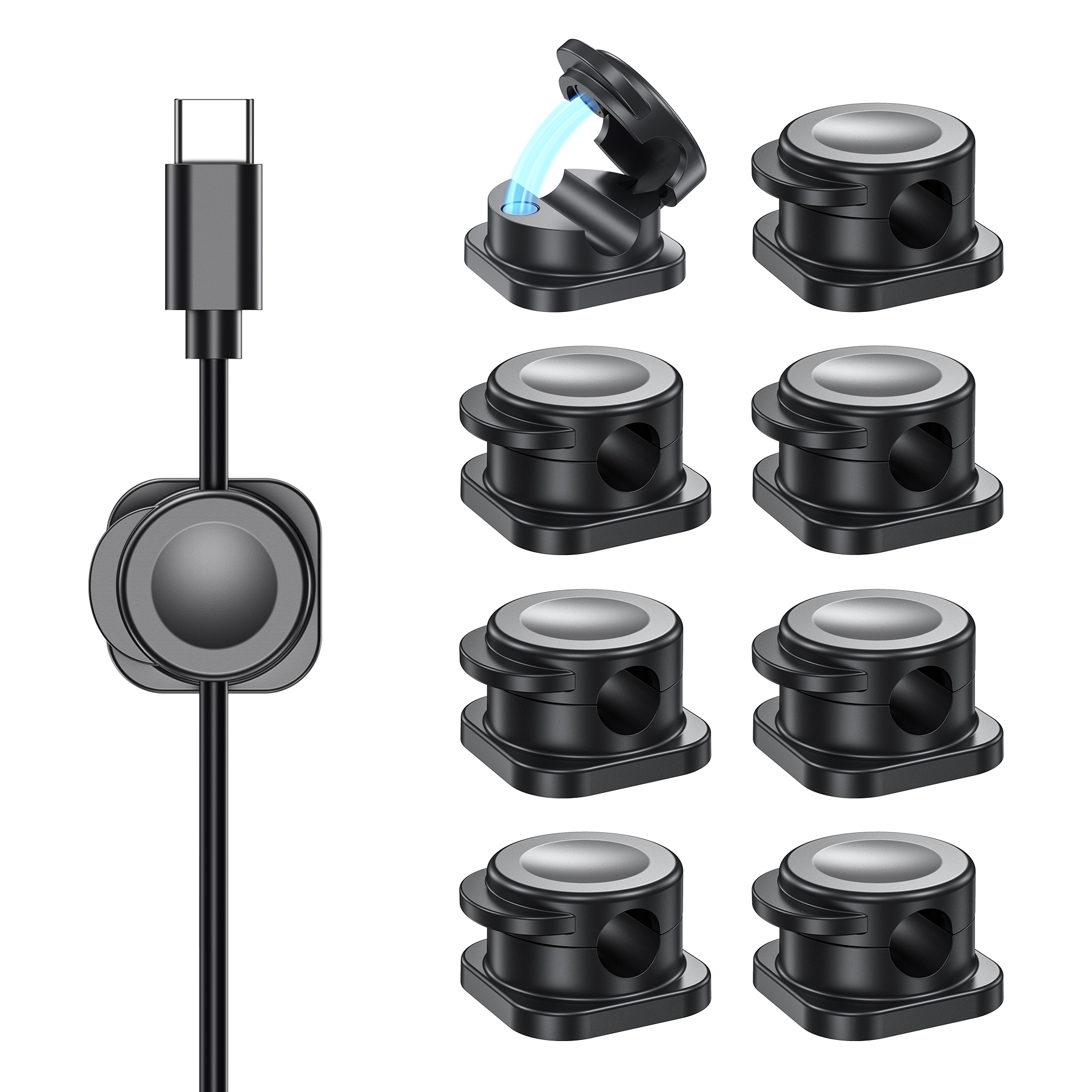 V28-ELECHOMCC001BK-202506190741-00 CHOETECH MCC001-BK 6 Pack Professional grade Magnetic Lock Cord Holder Clips Black - Image 1