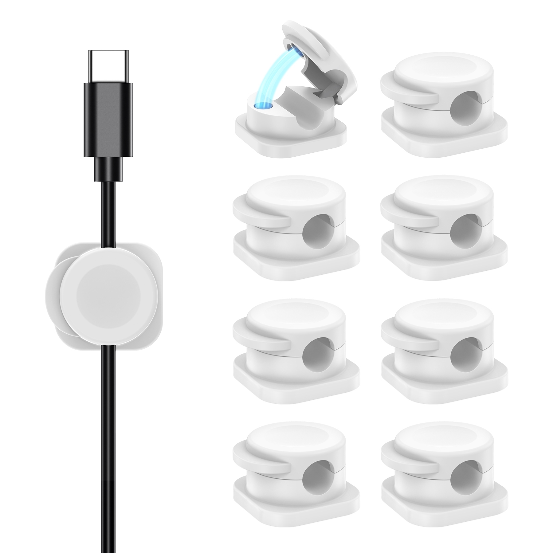 V28-ELECHOMCC001WH-202506190741-00 CHOETECH MCC001-WH 6 Pack Professional grade Magnetic Lock Cord Holder Clips White - Image 1