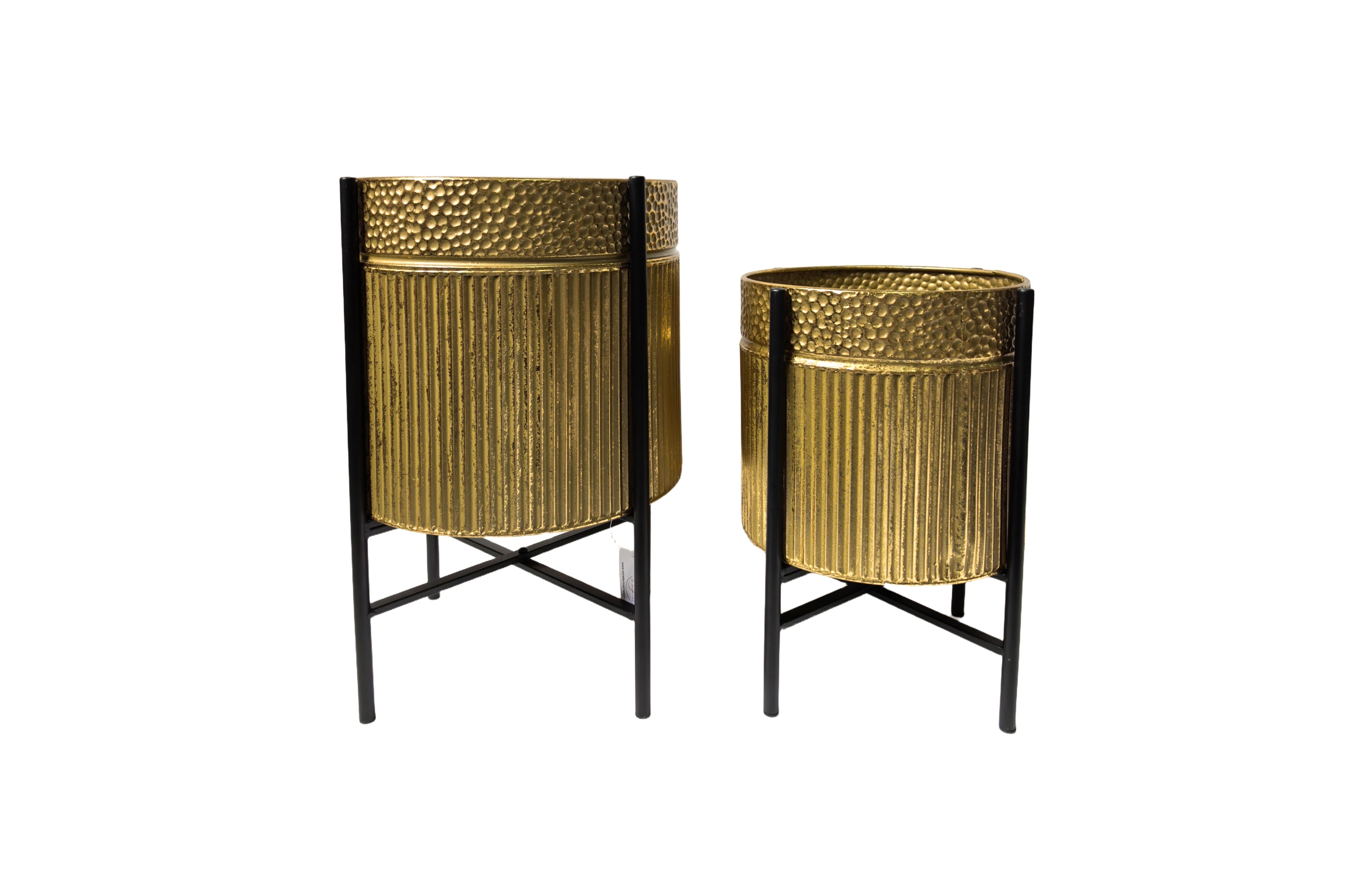V292-HD-PLANTER-S02-REX-GOLD-202509041436-00 Rex Gold Planter - Gold - Set of 2 - Image 1