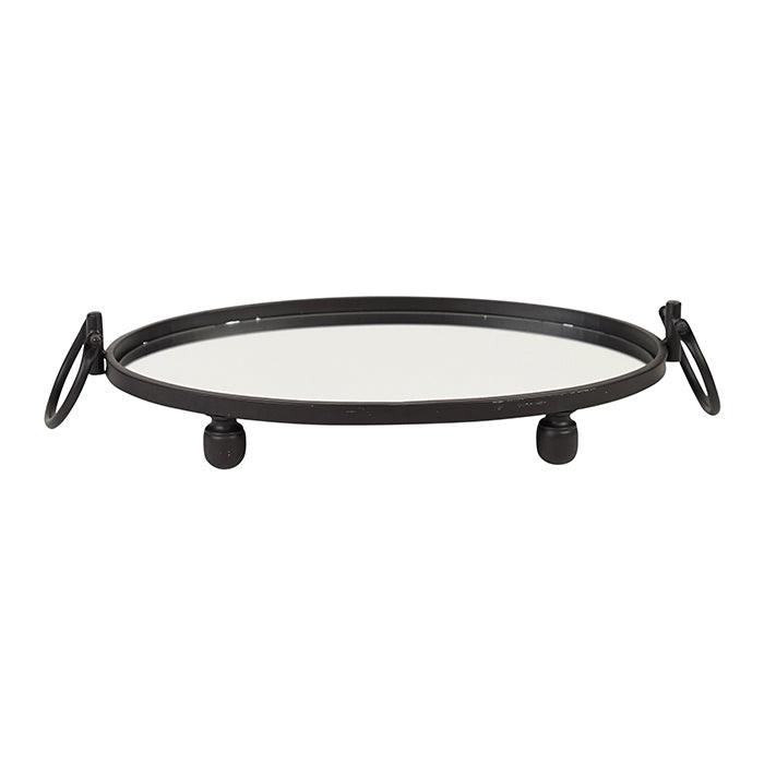 V292-HD-TR-ELI-M-OVAL-BLK-202509041436-00 Eliza Mirror Tray with Handles - Oval - Black - Image 1