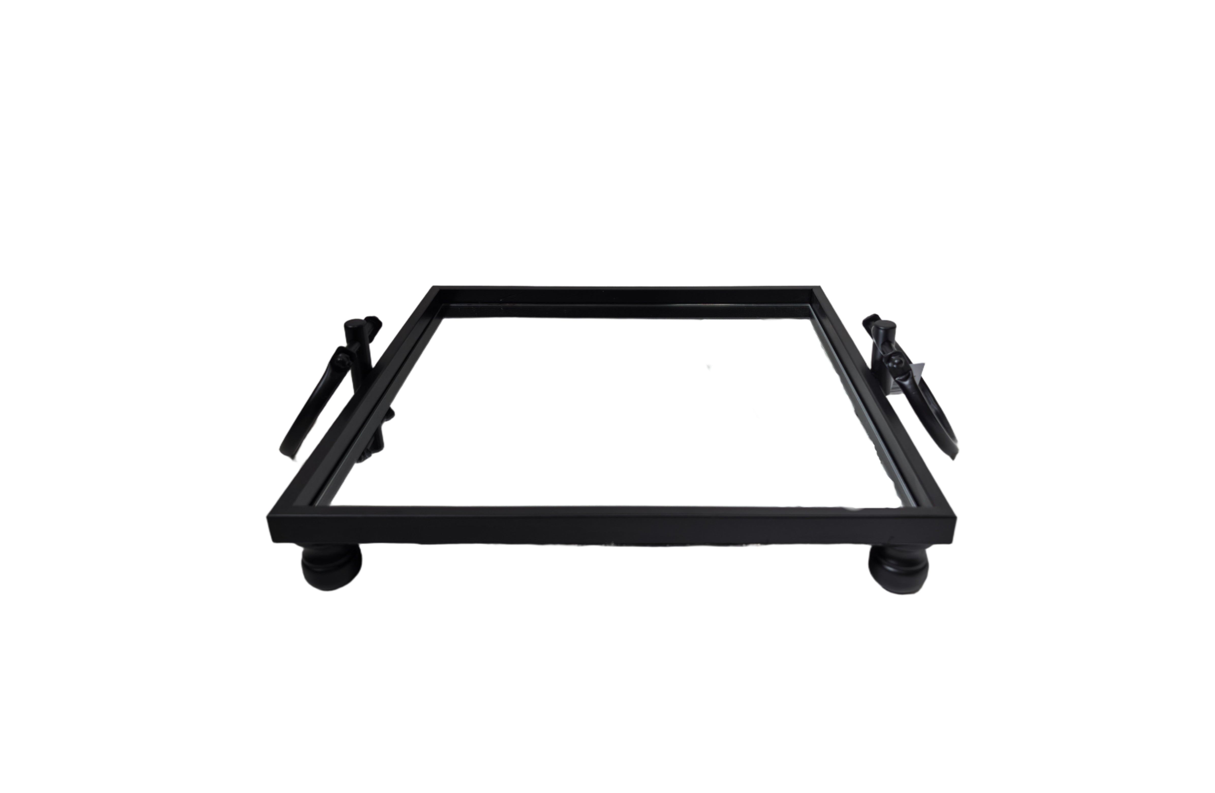 V292-HD-TR-L-SQ-BLK-202509041440-00 Eliza Mirror Tray with Handles - Square - Black - Image 1