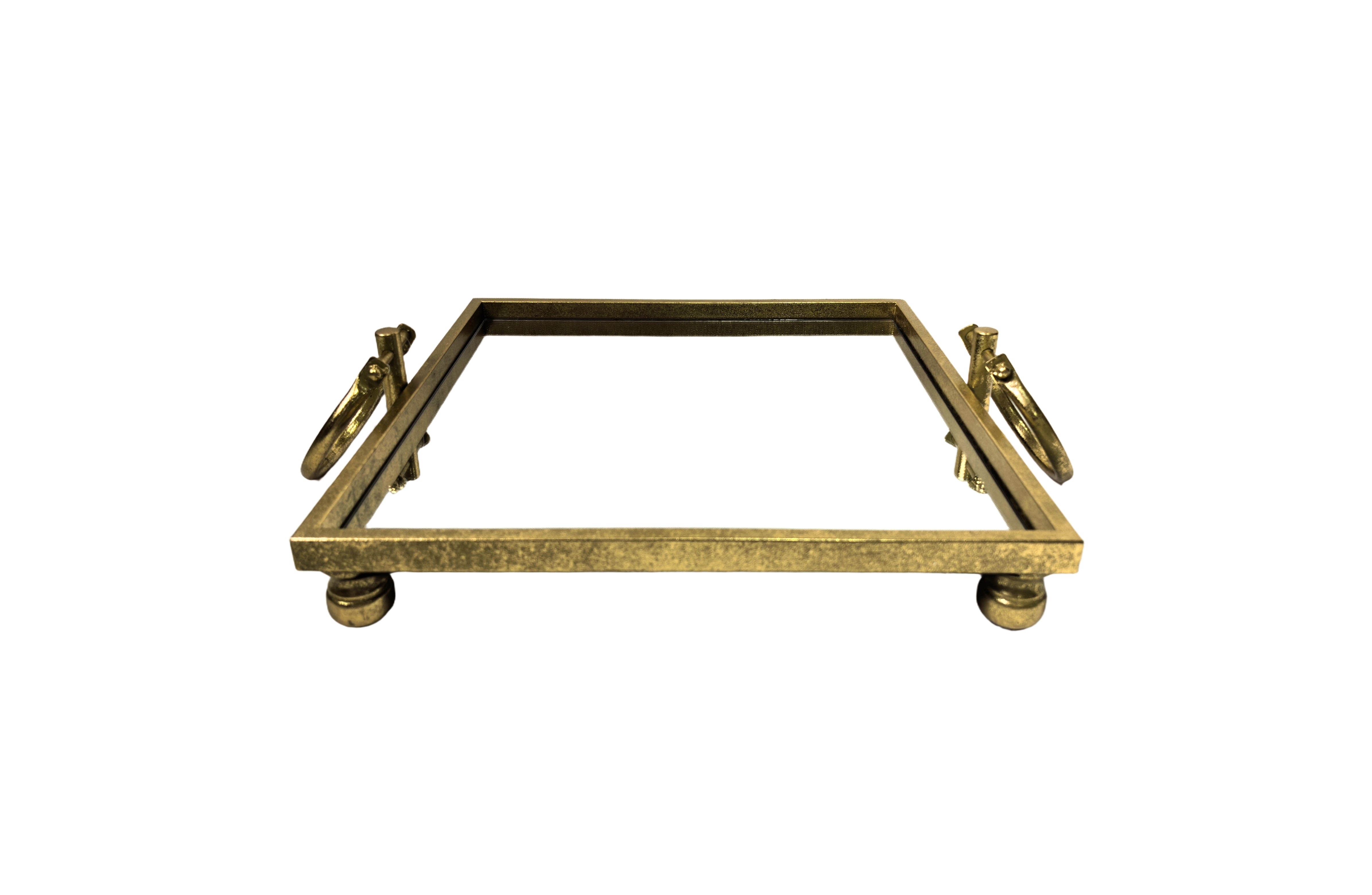 V292-HD-TR-L-SQ-GOLD-202509041440-00 Eliza Mirror Tray with Handles - Square - Gold - Image 1