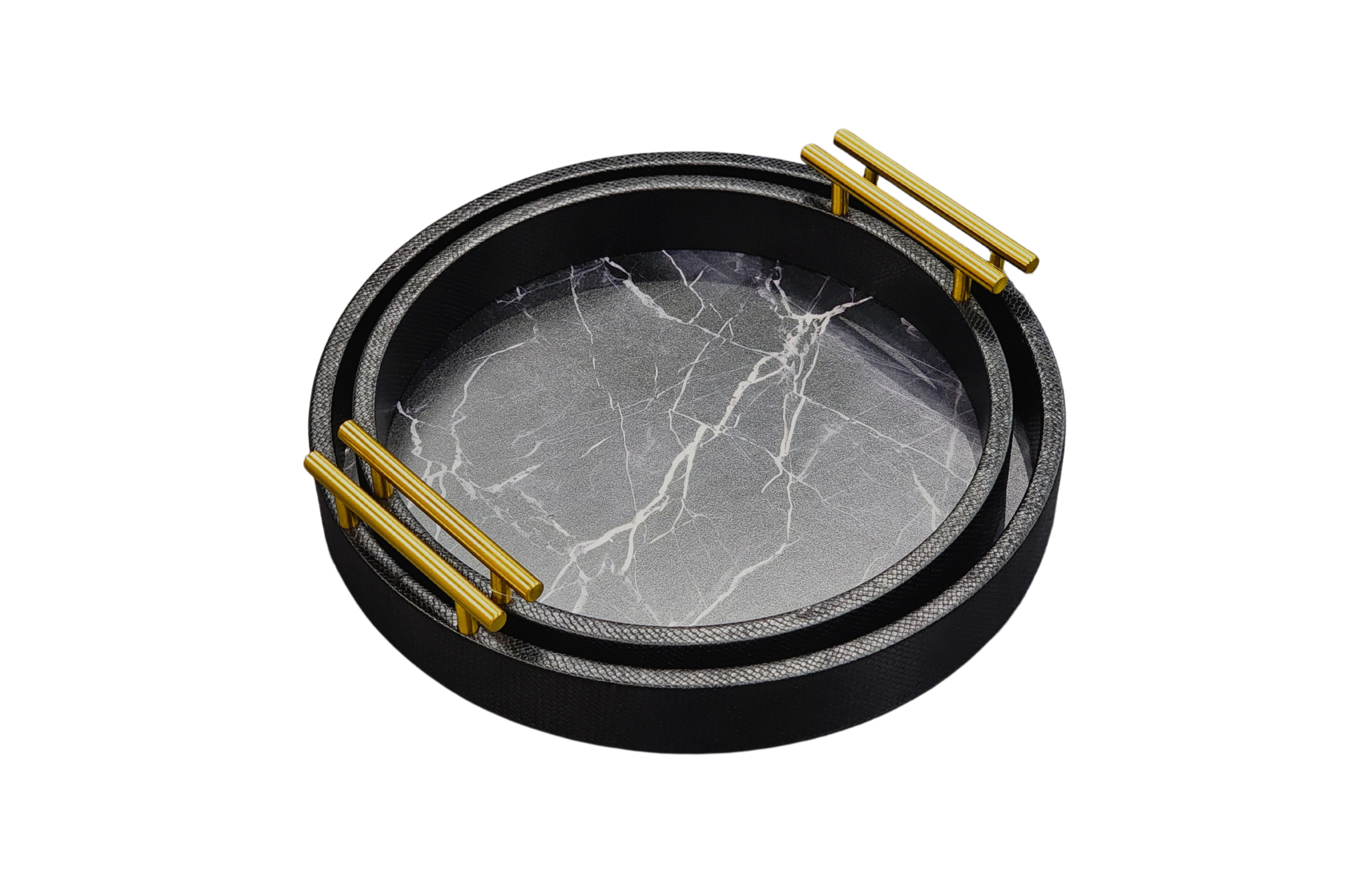 V292-HD-TR-ROUND-S02-MAISON-BLACK-202508221630-00 Maison Round Tray - Set of 2 - Black - Image 1