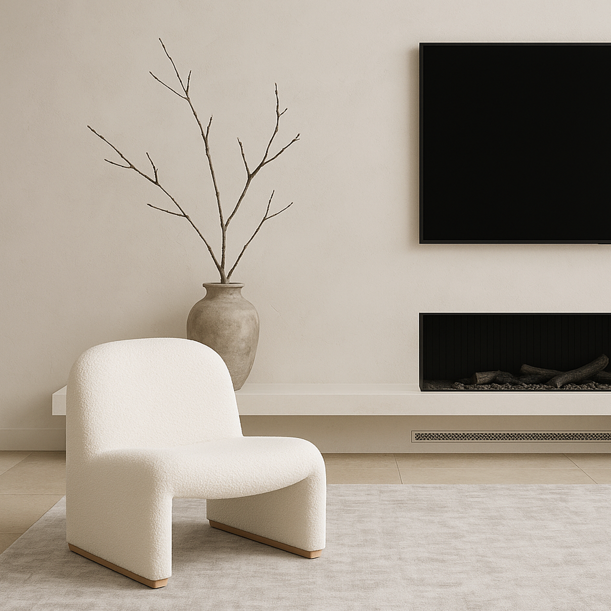 V355-IA-AC-HW-202506301124-00 Interior Ave - Haven Curved Boucle Armchair – Sculptural White - Image 1