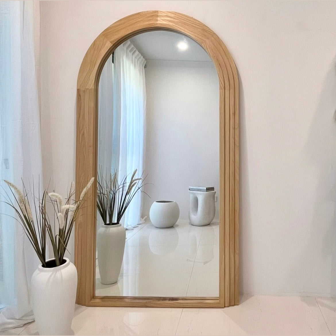 V355-IA-DM-SN-202507021046-00 Interior Ave - Sierra Arched Step Mirror – Signature Sculptural Natural Wood Statement Piece - Image 1