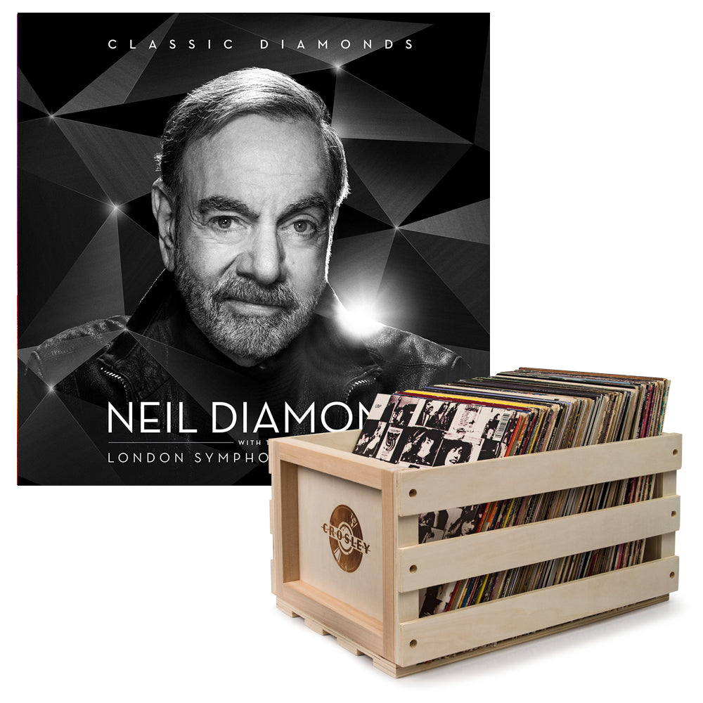 V398-UM-3509719-B-202506190530-00 Crosley Record Storage Crate & Neil Diamond - Classic Diamonds With The London Symphony Orchestra - Double Vinyl Album Bundle - Image 1