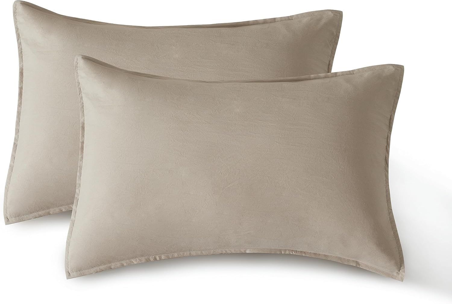 V439-KPLINENWM2-202509090846-00 Vintage Washed Microfibre King Pillowcases - Ultra Soft & Skin-Friendly - Set of 2 - 50cm x 90cm (Linen) - Image 1