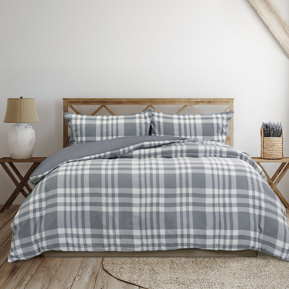 V442-INT-QUILTCS-RONAN-GREY-QS-202507031622-00 Ardor Ronan Grey Plaid Jacquard Quilt Cover Set Queen - Image 1