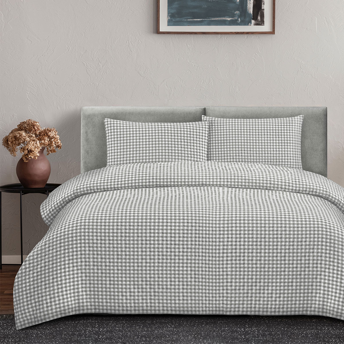 V442-INT-QUILTCS-ROWE-GREY-QS-202506190425-00 Ardor Rowe Grey Textured Seersucker Quilt Cover Set Queen - Image 1