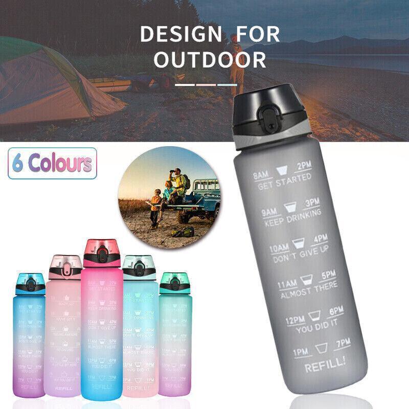 V528-1LWATERBOTTLE-BLUEPURPLE-850451-202510011209-00 1L Water Bottle Motivational Drink Flask With Time Markings Bpa Free Sport Gym - Blue+Purple - Image 1