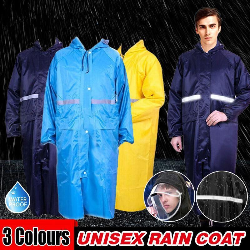 V528-9360101057459-202510011109-00 Men's Overalls Waterproof Raincoat Lightweight Work Hooded Long Coats RAIN COAT L Size - Yellow - Image 1