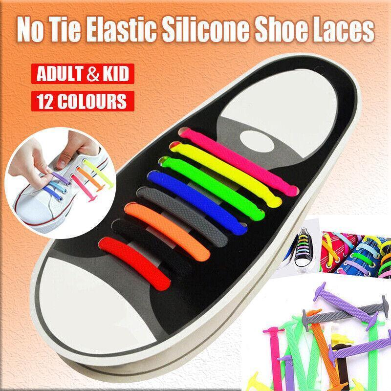 V528-9360101064150-202509301518-00 No Tie Elastic Silicone Shoe Laces 16PCS Shoelaces for Sneakers and Runners - Brown 16PCS - Image 1