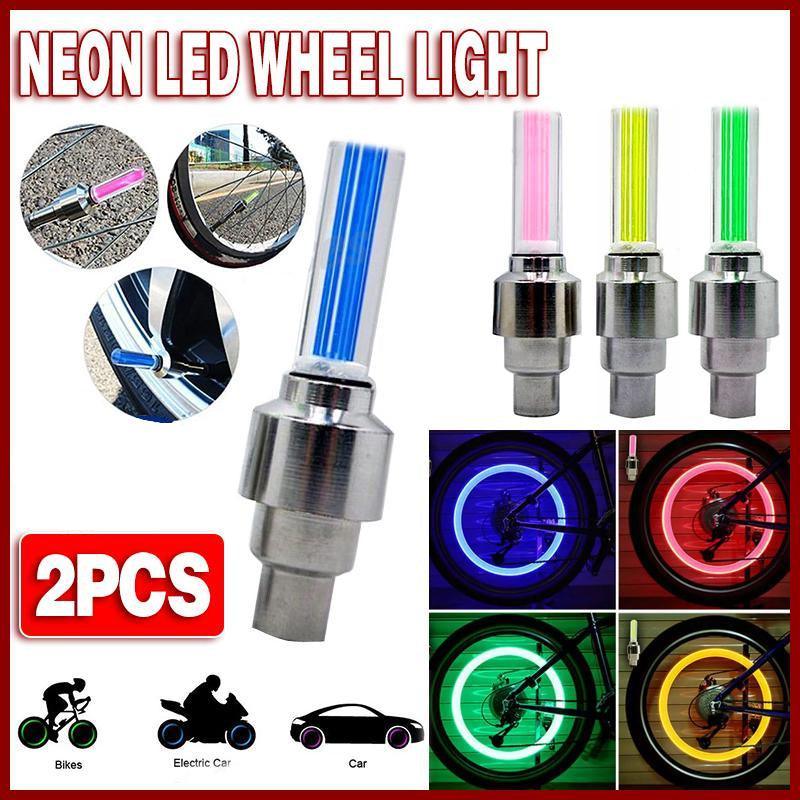 2PCS Flashing Neon Led Light Wheel Valve Cap Tyre - Yellow
