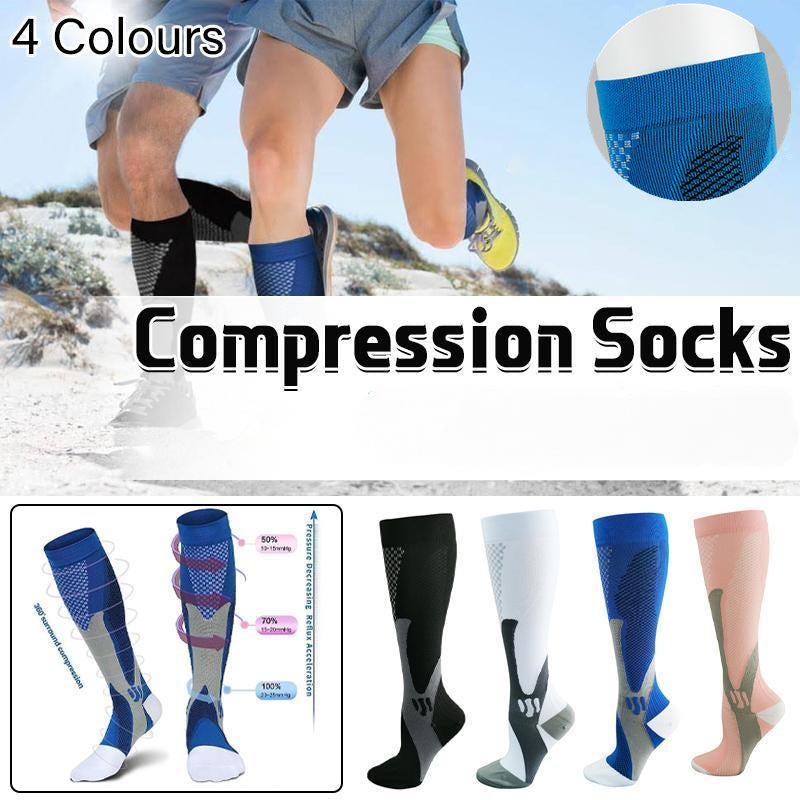 V528-9360101075057-202509302154-00 Copper Compression Socks for Running Travel Sports Anti Fatigue Support XXL Unisex - Blue - Image 1