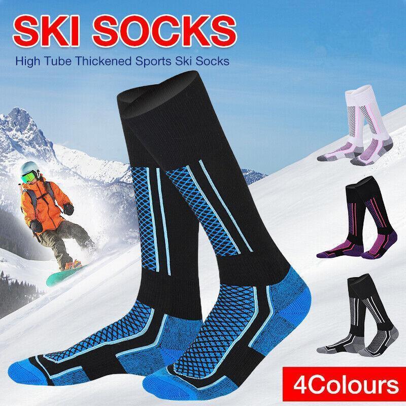 V528-9360312038377-202510010818-00 Men Women Long Warm Breathable Ski Socks Thicken Winter Sports Socks Au Stock - Purple&Black(33-39) - Image 1