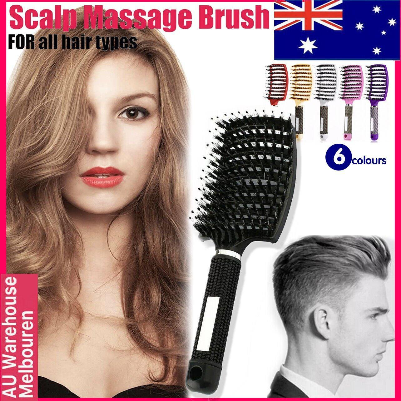 V528-9360312073712-202509301318-00 Detangle Nylon Boar Bristle Brush Hairbrush Smooth Hair Head Scalp Massage Comb - White *1 Unit - Image 1
