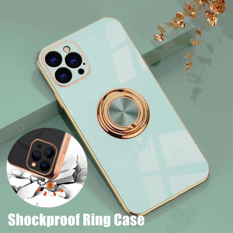 V528-9360312110462-202509302027-00 Light Cyan Luxury Shockproof Silicone Ring Case Stand Cover for iPhone 14 13 12 Pro Max - iPhone XS Max - Image 1